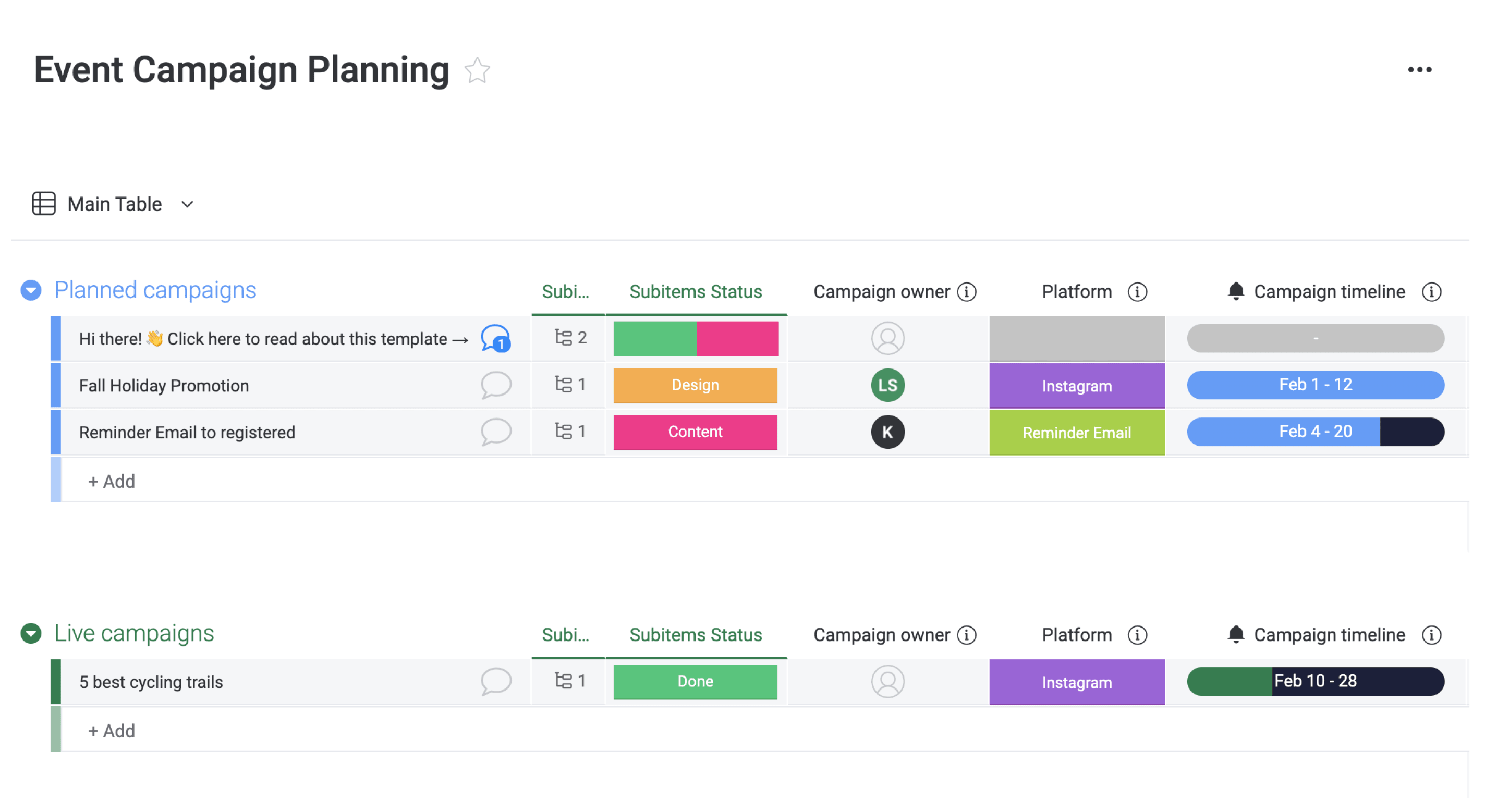 Event Campaign Planning